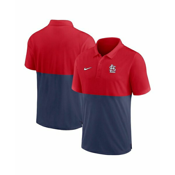 ナイキ メンズ ポロシャツ トップス Men's Red, Navy St. Louis Cardinals Team Baseline Striped Performance Polo Shirt Red, Navy