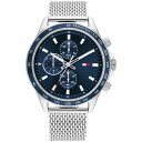 トミー ヒルフィガー メンズ 腕時計 アクセサリー Men's Stainless Steel Mesh Bracelet Watch 44mm Stainless Steel その1