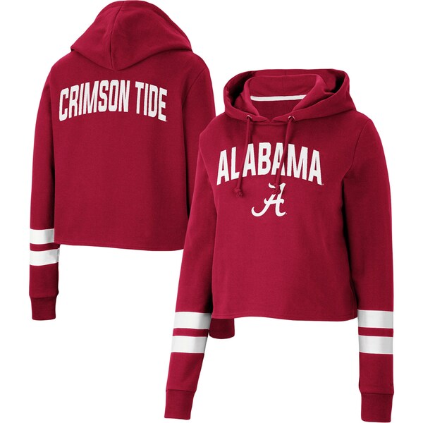 楽天astyコロシアム レディース パーカー・スウェットシャツ アウター Alabama Crimson Tide Colosseum Women's Throwback Stripe Cropped Pullover Hoodie Crimson