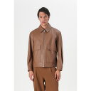 ボス メンズ サンダル シューズ MELANCHI - Leather jacket - medium brown