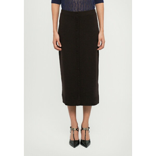 ヴィクトリア ベッカム レディース スカート ボトムス BUTTON DETAIL MIDI SKIRT - Pencil skirt - dark chocolate