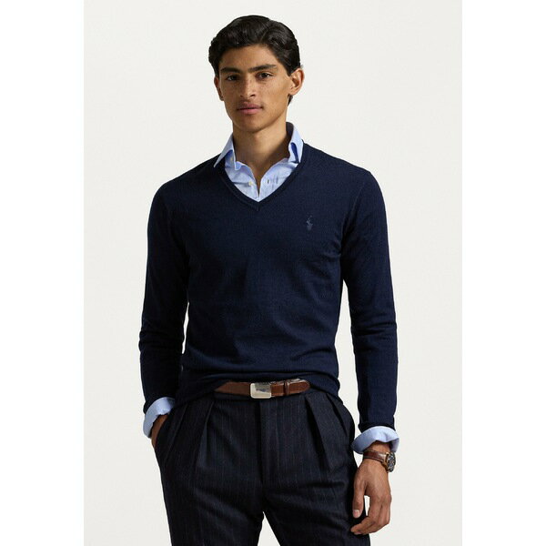 ラルフローレン メンズ ニット&セーター アウター SLIM FIT WASHABLE WOOL V-NECK JUMPER - Jumper - navy