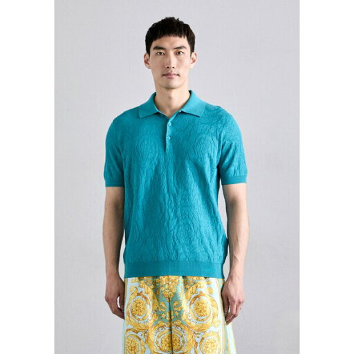 ヴェルサーチ メンズ Tシャツ トップス BAROCCO TEXTURE - Polo shirt - dark sea green ヴェルサーチ メンズ Tシャツ トップス BAROCCO TEXTURE - Polo shirt - dark sea green