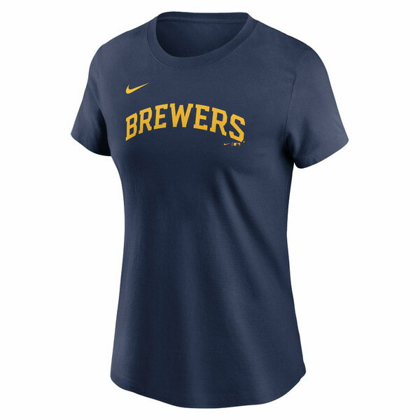 ナイキ レディース Tシャツ トップス Christian Yelich Milwaukee Brewers Nike Women's Fuse Name & Number TShirt Navy