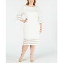 JoNC fB[X s[X gbvX Plus Size Sheer-Stripe Sheath Dress Cream