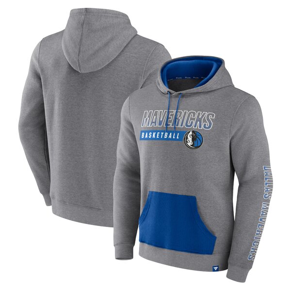 ファナティクス メンズ パーカー・スウェットシャツ アウター Dallas Mavericks Fanatics Branded Off The Bench Color Block Pullover Hoodie Heathered Gray