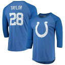 マジェスティックスレッズ メンズ Tシャツ トップス Jonathan Taylor Indianapolis Colts Majestic Threads Name Number Team Colorway TriBlend 3/4 Raglan Sleeve Player TShirt Royal