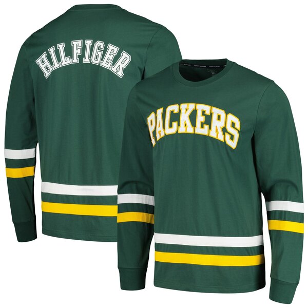 トミー ヒルフィガー メンズ Tシャツ トップス Green Bay Packers Tommy Hilfiger Nolan Long Sleeve TShirt Green/Gold