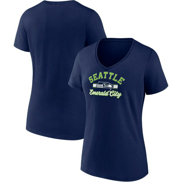 t@ieBNX fB[X TVc gbvX Seattle Seahawks Fanatics Branded Women's Slogan VNeck TShirt College Navy