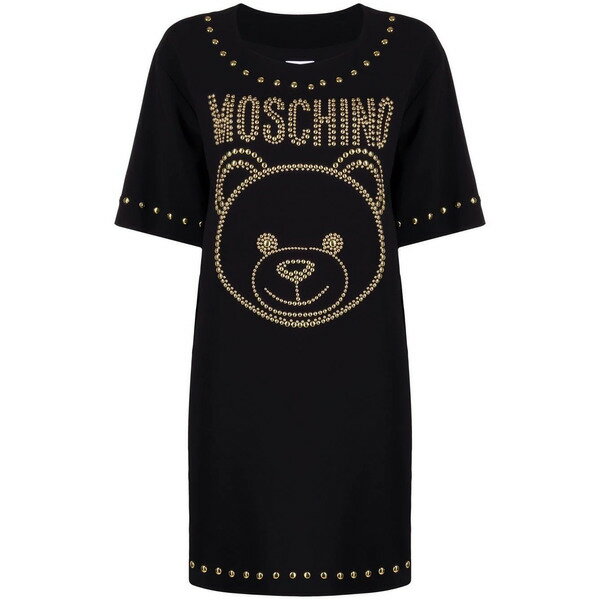 モスキーノ レディース ワンピース トップス テディベア Tシャツワンピース Black Gold