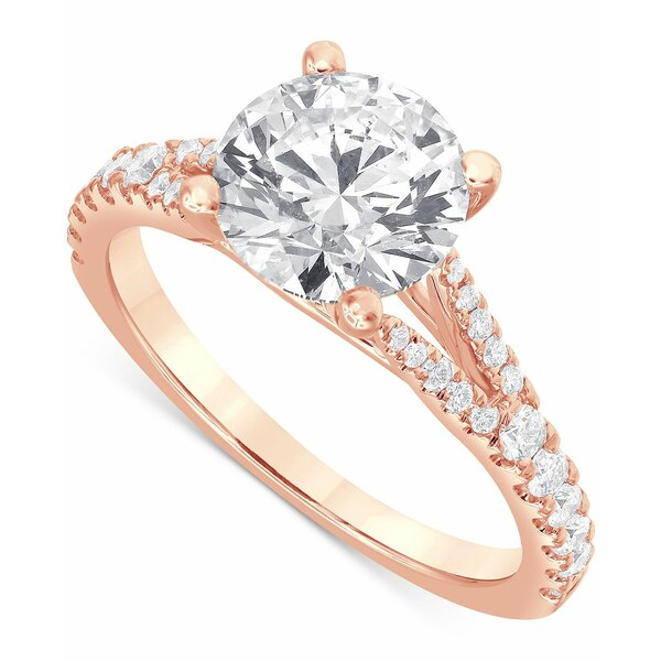 バッジェリーミシュカ レディース リング アクセサリー Certified Lab Grown Diamond Split Shank Engagement Ring (2-1/3 ct. t.w.) in 14k Gold Rose Gold