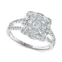 エフィー コレクション メンズ リング アクセサリー EFFY&reg; Diamond Round & Baguette Halo Cluster Engagement Ring (1-1/20 ct. t.w.) in 14k White Gold White Gold