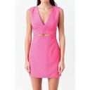 GhX[Y fB[X s[X gbvX Women's V-neckline Cut-out Detail Mini Dress Fuchsia