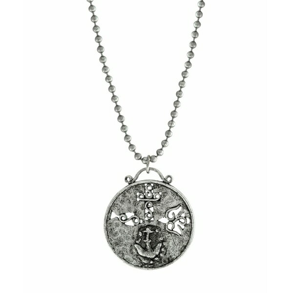 V{XIutFCX fB[X lbNXE`[J[Ey_ggbv ANZT[ Pewter Christian Medallion with Cross Anchor Dove Necklace Silver-Tone