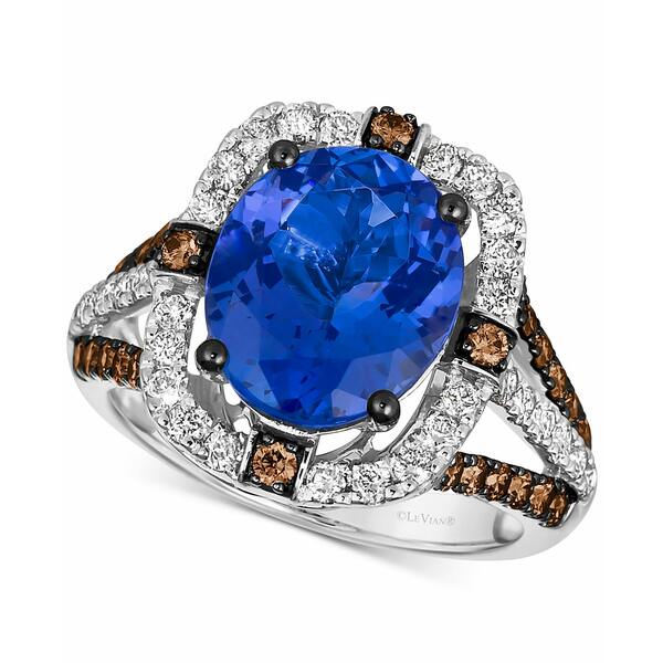 ルヴァン レディース リング アクセサリー Blueberry Tanzanite (4-1/2 ct. t.w.), Chocolate Diamonds (1/2 ct. t.w.) & Nude Diamonds (1/2 ct. t.w.) Statement Ring in 14k White Gold No Color