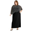ミスク レディース ワンピース トップス Plus Size Beaded Cape Gown Black/Silver