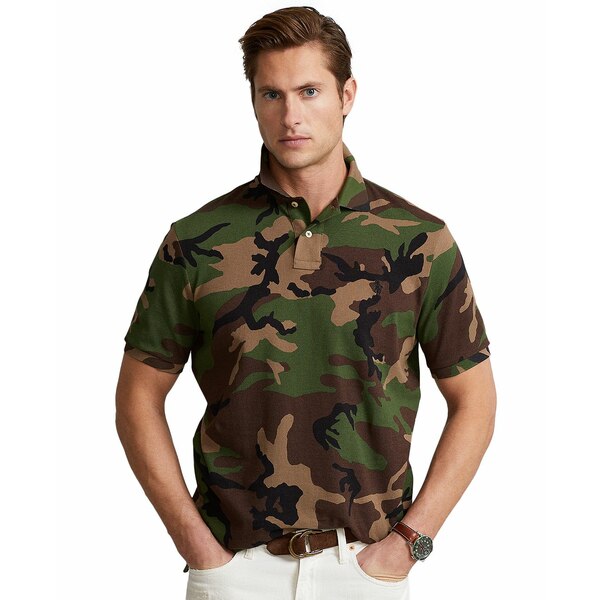 ラルフローレン メンズ ポロシャツ トップス Men 039 s Classic-Fit Camo Cotton Mesh Shirt Surplus Camo