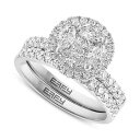 GtB[ RNV Y O ANZT[ EFFY&reg; Diamond Round Halo Cluster Bridal Set (1-1/2 ct. t.w.) in 14k White Gold White Gold