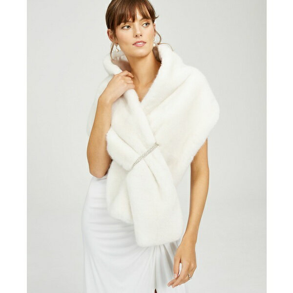 アドリアナ パペル レディース ジャケット＆ブルゾン アウター Embellished Faux-Fur Shrug Ivory