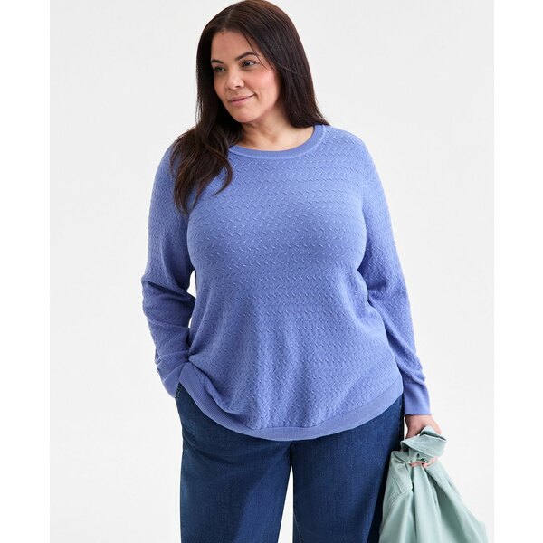 スタイルアンドコー レディース ニット&セーター アウター Plus Size Solid Crewneck Sweater, Macy's ..