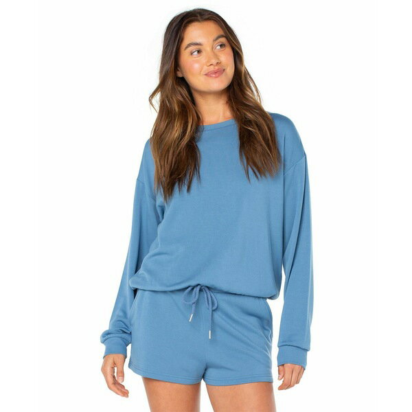 ロキシー レディース パーカー・スウェットシャツ アウター Juniors' Surfing By Moonlight Crewneck Sweatshirt Captains Blue(4)