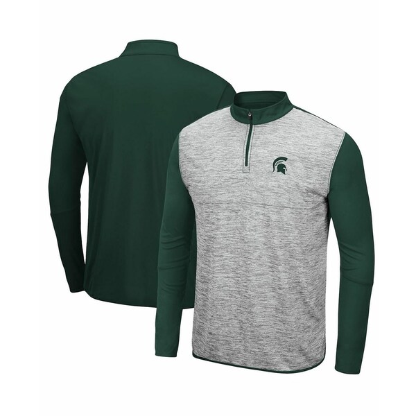  ǥ 㥱åȡ֥륾  Men's Heathered Gray, Green Michigan State Spartans Prospect Quarter-Zip Jacket Heathered Gray, Green