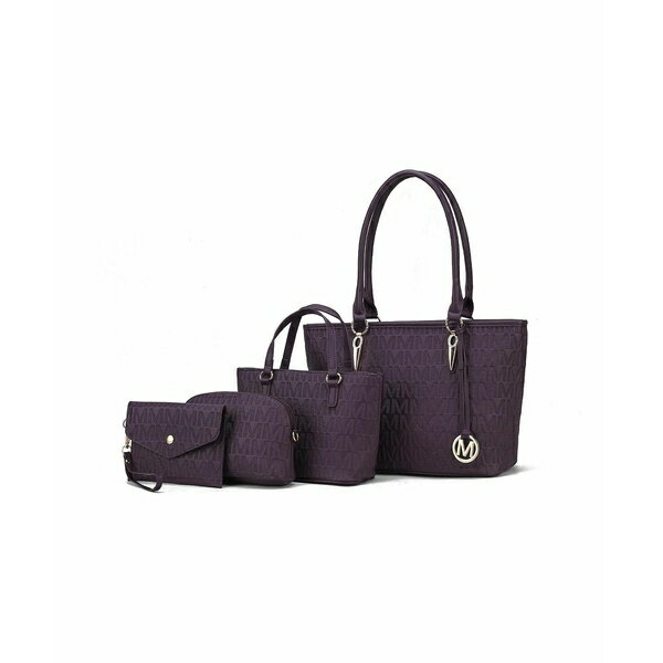 楽天astyMKFコレクション レディース トートバッグ バッグ Edelyn Signature 4Pcs Tote Set, with Mini tote, Pouch and Wristlet By Mia K Purple