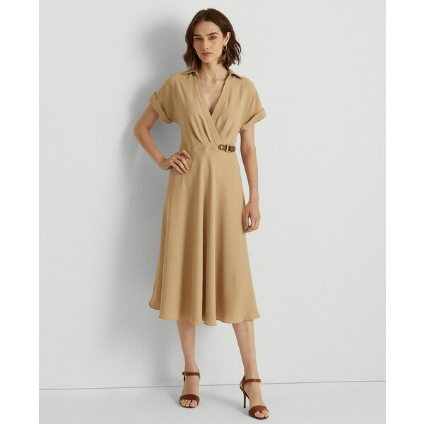 ラルフローレン レディース ワンピース トップス Buckle-Trim Georgette Dress Birch Tan