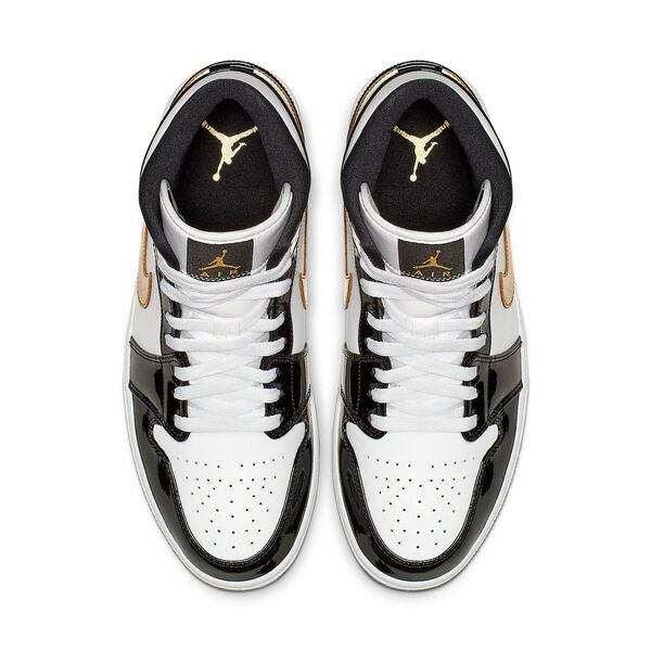Air Jordan ジョーダン メンズ スニーカー 【Air Jordan 1 Mid Patent 'Black Gold' 852542-007】 サイズ US_8.5(26.5cm)