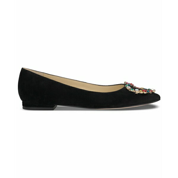 ジェシカシンプソン レディース サンダル シューズ Women's Elika Pointed-Toe Embellished Ballet Flats Black Suede