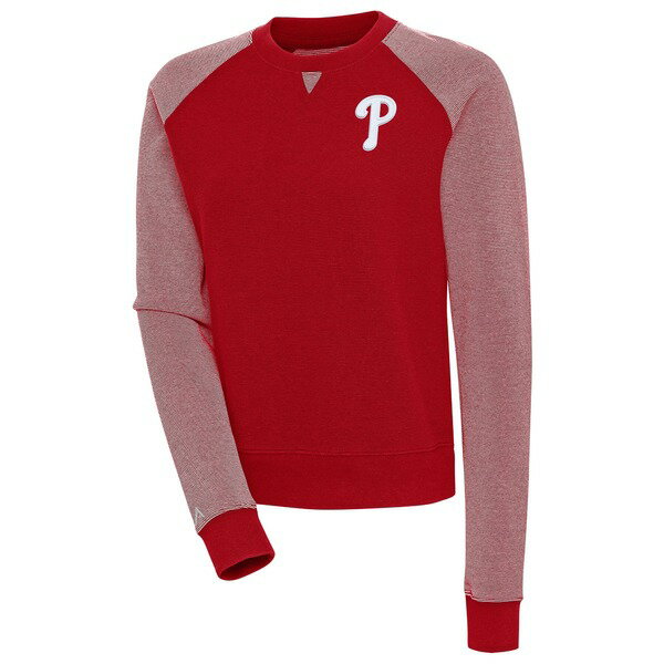 アンティグア レディース パーカー・スウェットシャツ アウター Philadelphia Phillies Antigua Women's Flier Bunker TriBlend Pullover Sweatshirt Red/White