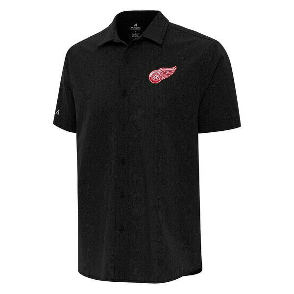 アンティグア メンズ ジャケット＆ブルゾン アウター Detroit Red Wings Antigua Activate Woven Short Sleeve ButtonUp Shirt Black