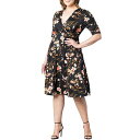キヨナ レディース ワンピース トップス Plus Size Gabriella Ruched Sleeve Midi Dress with Pockets Midnight garden