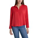 ダナキャランニューヨーク レディース シャツ トップス Petite Buttoned-Cuff Fold-Collar Blouse Red Light(4)