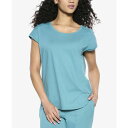 フェリナ レディース カットソー トップス Women's Textured Slub Knit Muscle Tee Teal(4)