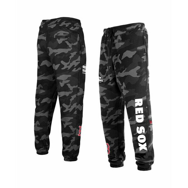 ニューエラ メンズ カジュアルパンツ ボトムス Men's Black Boston Red Sox Camo Jogger Pants Black