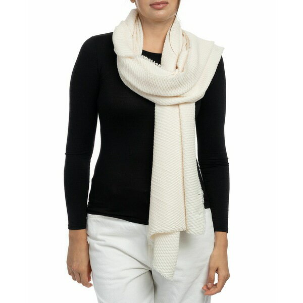 ヴィンスカムート レディース マフラー・ストール・スカーフ アクセサリー Diamond Pleated Super Soft Scarf Ivory
