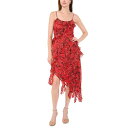 パーカー レディース ワンピース トップス Women's Metallic-Print Asymmetrical Ruffled Midi Dress Caramel Cafe