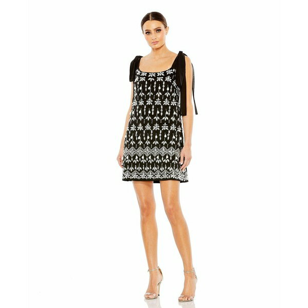 マックダガル レディース ワンピース トップス Women's Jewel Encrusted Soft Tie Sleeveless Dress Black
