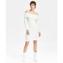 ゲス レディース ワンピース トップス Women's Off-The-Shoulder Embellished Cable-Knit Dress Dove W...