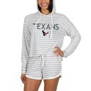 コンセプトスポーツ レディース Tシャツ トップス Houston Texans Concepts Sport Women 039 s Visibility Long Sleeve Hoodie TShirt Shorts Set Cream