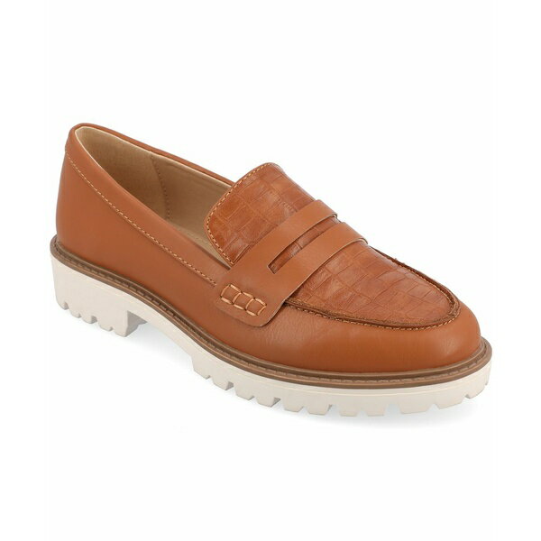 ジャーニーコレクション レディース スリッポン・ローファー シューズ Women's Kenly Lug Sole Loafers Tan Croco