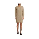 ランズエンド レディース ワンピース トップス Women's Cotton Blend Cable Crew Neck Sweater Dress Frenc...