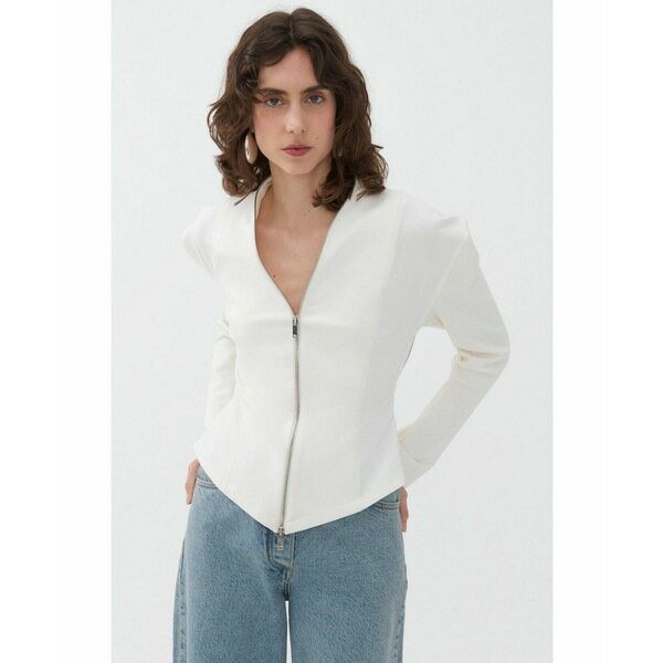 ノクチューン レディース シャツ トップス Women's Front Zippered Blouse Open white