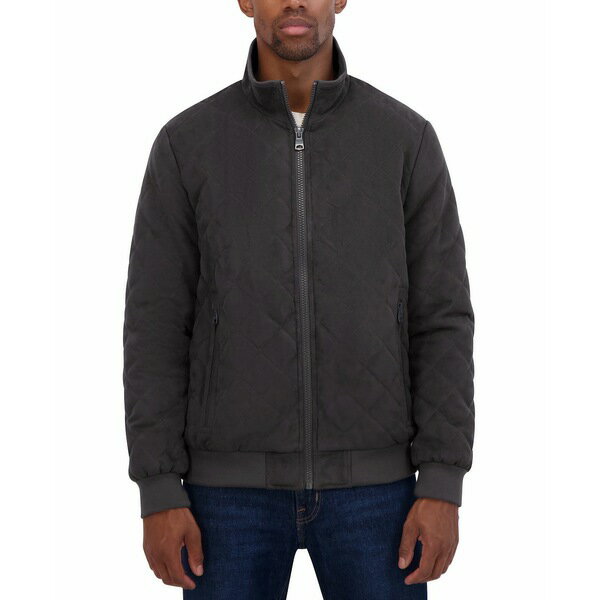 ナウティカ メンズ ジャケット&ブルゾン アウター Men's Quilted Faux-Suede Bomber Jacket Dark Brown