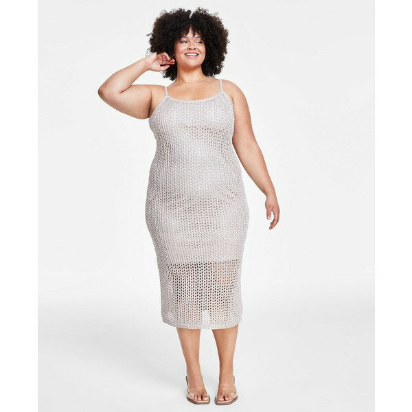 バースリー レディース ワンピース トップス Trendy Plus Size Sleeveless Shine Midi Dress, Created for Macy's Silver Drop
