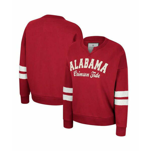 コロシアム レディース パーカー・スウェットシャツ アウター Women's Crimson Distressed Alabama Crimson Tide Perfect DateNotch Neck Pullover Sweatshirt Crimson