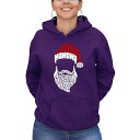 エルエーポップアート レディース パーカー・スウェットシャツ アウター Women's Feliz Navidad Santa Claus Word Art Hooded Sweatshirt Purple