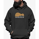 エルエーポップアート メンズ パーカー・スウェットシャツ アウター Men's Nashville Guitar Word Art Hooded Sweatsh...