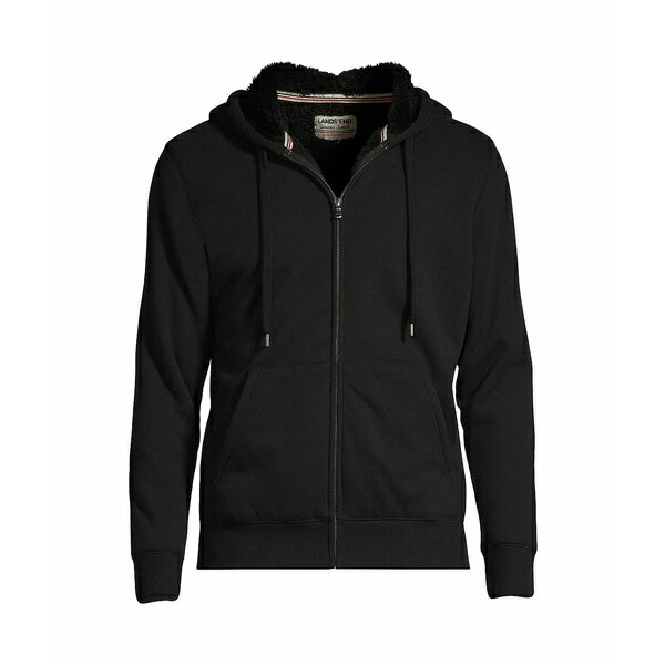 ランズエンド メンズ パーカー スウェットシャツ アウター Men 039 s Serious Sweats Full Zip High Pile Fleece Hoodie Black